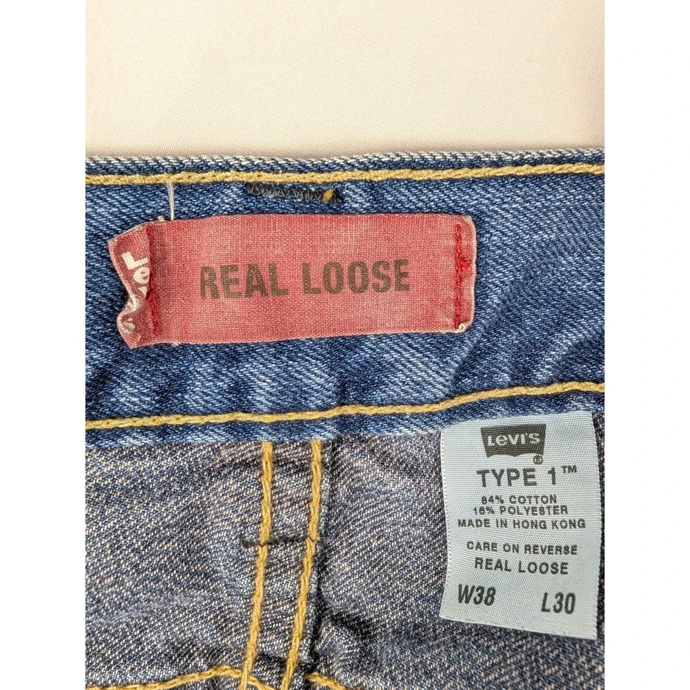 Vintage Levis Type 1 Jeans Mens 38x30 Blue Real Loose Baggy Skater Wide Leg Y2K